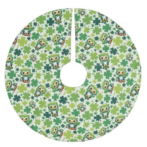 Baby Owl Cute St Patrick Cartoon Brushed Polyester Tree Skirt