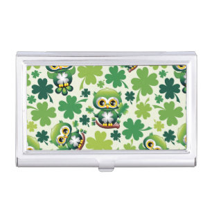 Baby Owl Cute St Patrick Cartoon Business Card Case