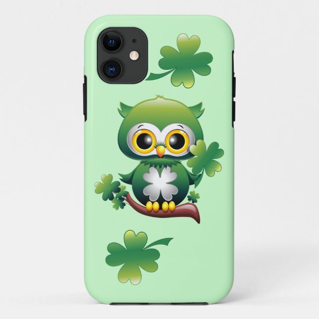 Baby Owl Cute St Patrick Cartoon Case-Mate iPhone Case (Back)