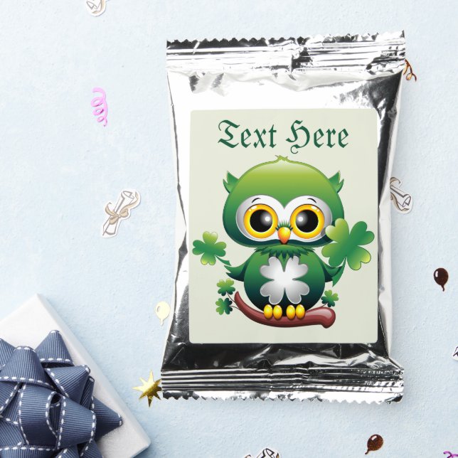 Baby Owl Cute St Patrick Cartoon Coffee Drink Mix (Packets)