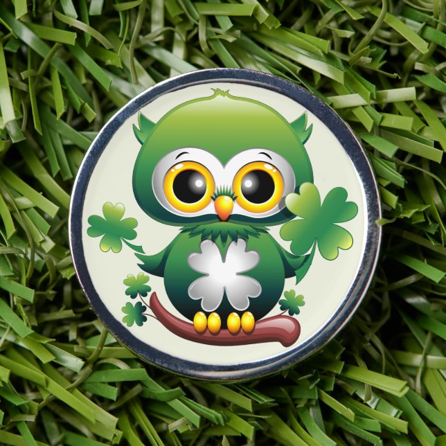Baby Owl Cute St Patrick Cartoon Divot Tool (Insitu (On Grass))