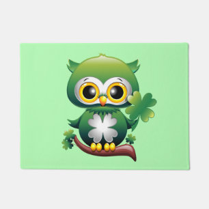 Baby Owl Cute St Patrick Cartoon Doormat