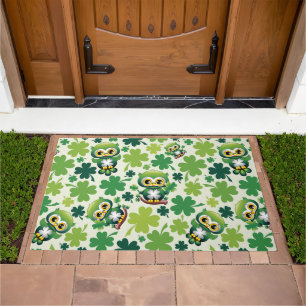 Baby Owl Cute St Patrick Cartoon Doormat