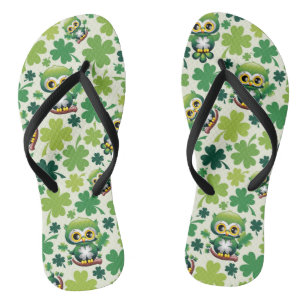 Baby Owl Cute St Patrick Cartoon Flip Flops