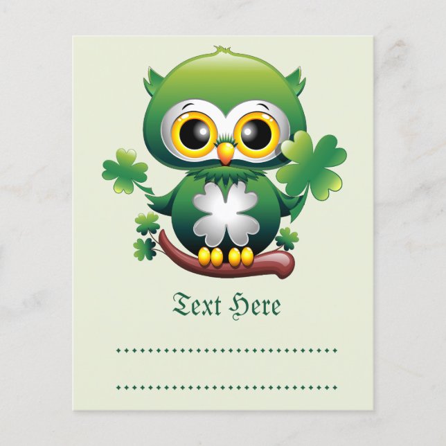 Baby Owl Cute St Patrick Cartoon Flyer (Front)