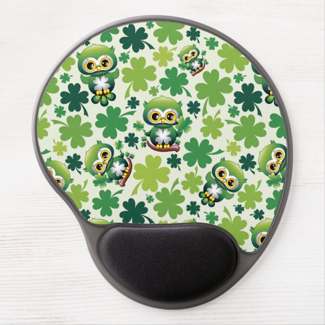 Baby Owl Cute St Patrick Cartoon Gel Mouse Pad (Front)