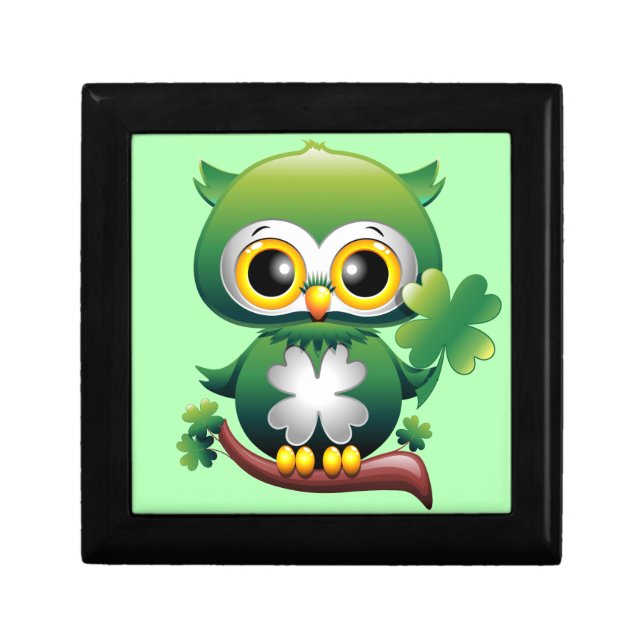 Baby Owl Cute St Patrick Cartoon Gift Box (Front)