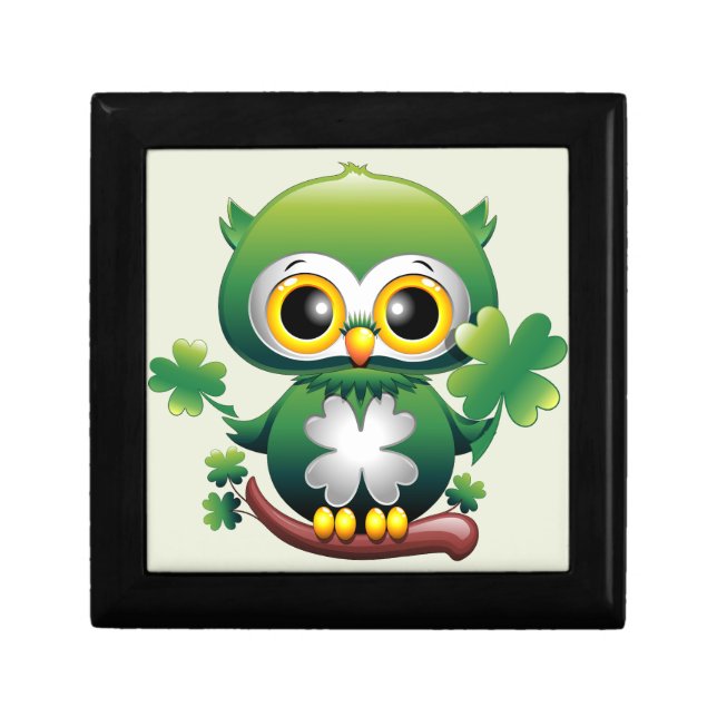 Baby Owl Cute St Patrick Cartoon Gift Box (Front)