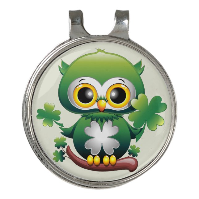 Baby Owl Cute St Patrick Cartoon Golf Hat Clip (Front)