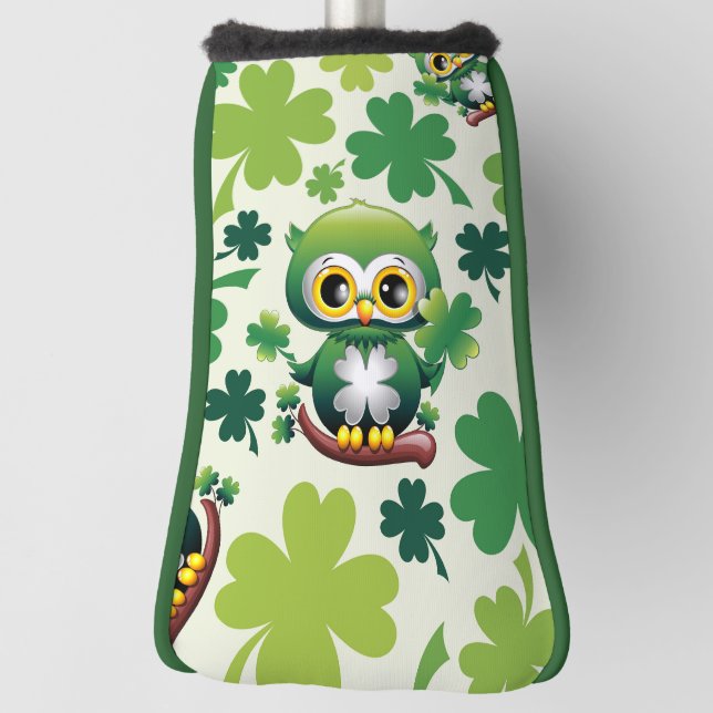 Baby Owl Cute St Patrick Cartoon Golf Head Cover (Rotate 90)