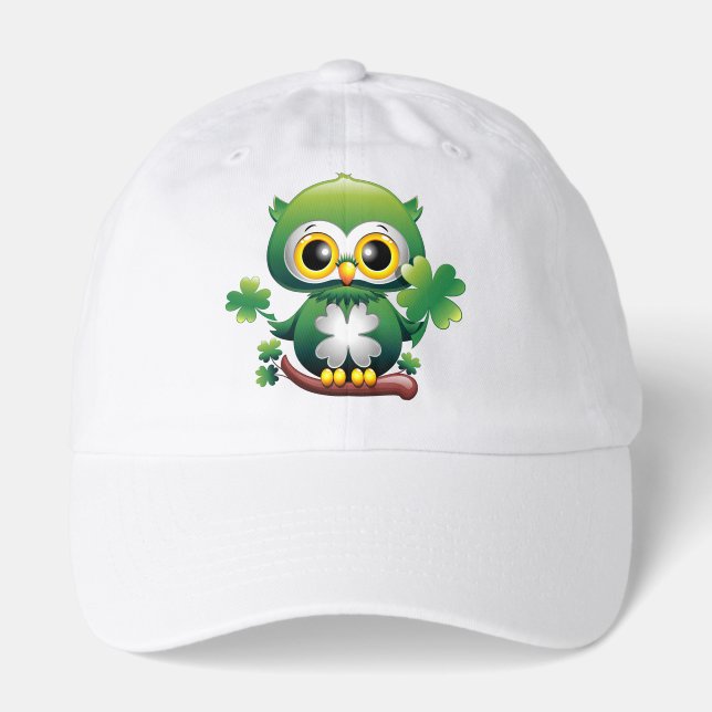 Baby Owl Cute St Patrick Cartoon Hat (Front)