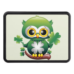 Baby Owl Cute St Patrick Cartoon Hitch Cover