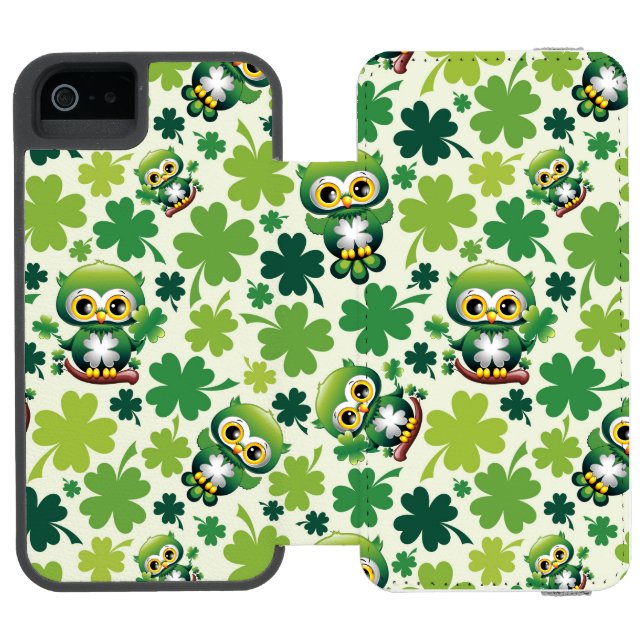 Baby Owl Cute St Patrick Cartoon Incipio iPhone Wallet Case (Folio Open)