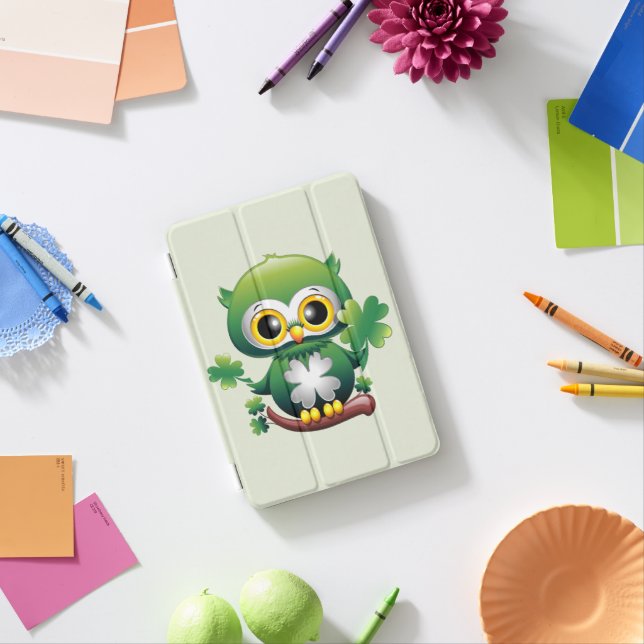Baby Owl Cute St Patrick Cartoon iPad Mini Cover (In Situ)