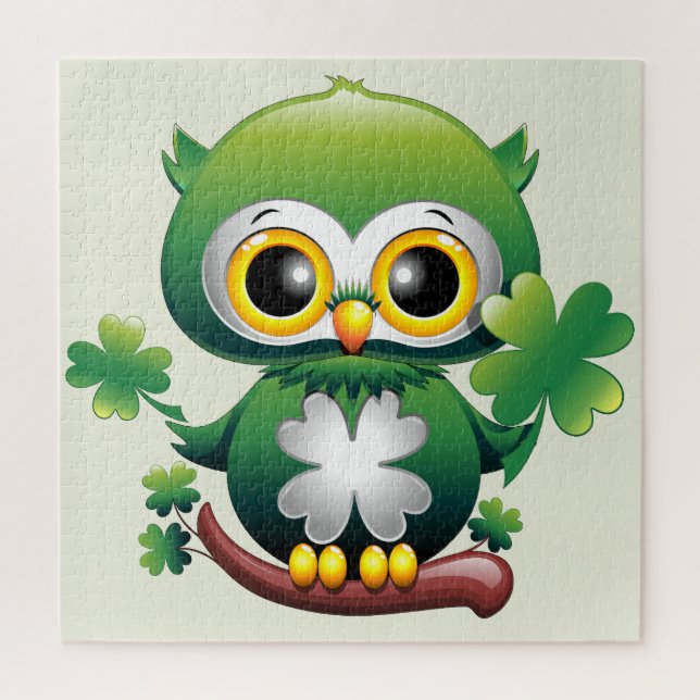 Baby Owl Cute St Patrick Cartoon Jigsaw Puzzle (Vertical)