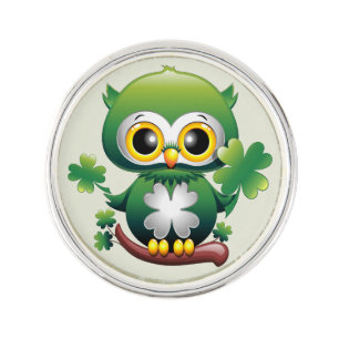 Baby Owl Cute St Patrick Cartoon Lapel Pin