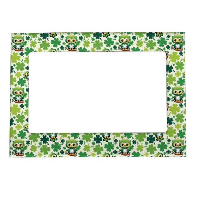 Baby Owl Cute St Patrick Cartoon Magnetic Frame (Front)