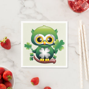 Baby Owl Cute St Patrick Cartoon Napkins