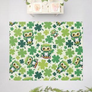 Baby Owl Cute St Patrick Cartoon Outdoor Rug