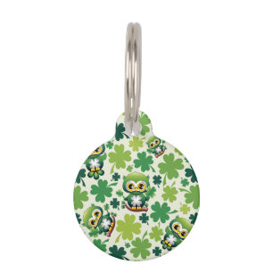 Baby Owl Cute St Patrick Cartoon Pet ID Tag