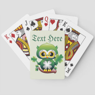 Baby Owl Cute St Patrick Cartoon Poker Cards