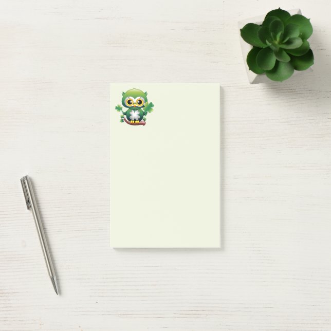 Baby Owl Cute St Patrick Cartoon Post-it Notes (Office)