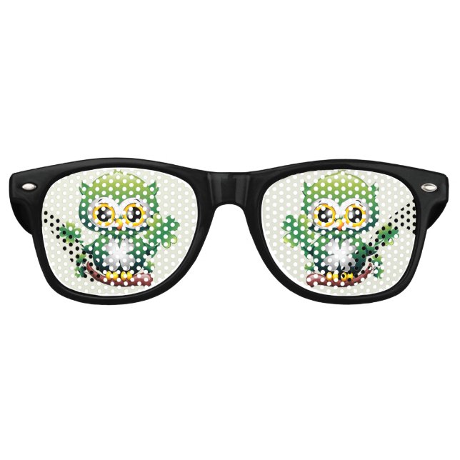 Baby Owl Cute St Patrick Cartoon Retro Sunglasses (Front)