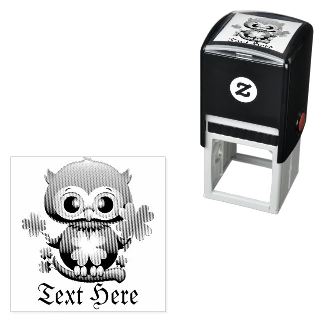 Baby Owl Cute St Patrick Cartoon Self-inking Stamp (In Situ)