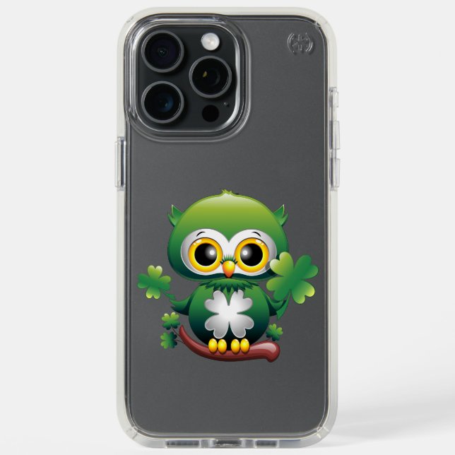 Baby Owl Cute St Patrick Cartoon Speck iPhone Case (Front (Black Titanium))