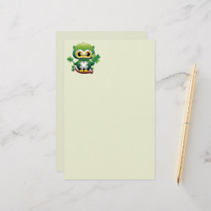 Baby Owl Cute St Patrick Cartoon Stationery