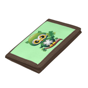 Baby Owl Cute St Patrick Cartoon Tri-fold Wallet