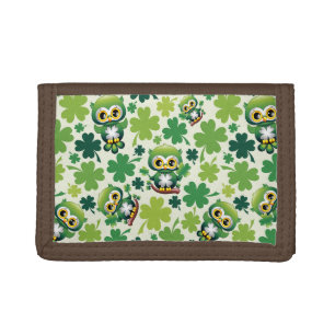 Baby Owl Cute St Patrick Cartoon Tri-fold Wallet