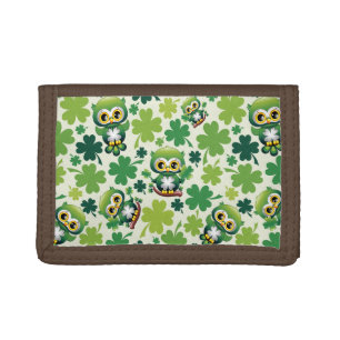 Baby Owl Cute St Patrick Cartoon Trifold Wallet