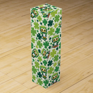 Baby Owl Cute St Patrick Cartoon Wine Box
