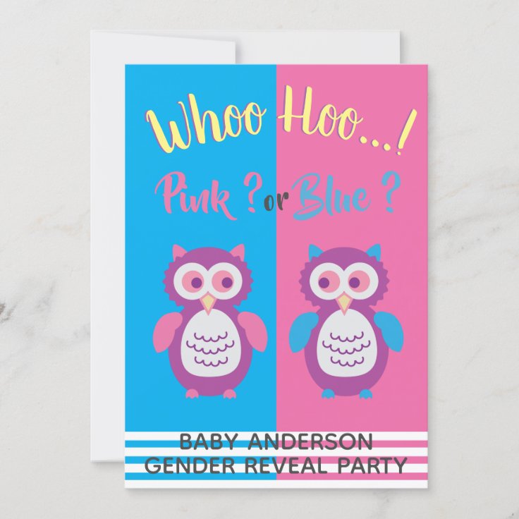 Baby Owl Gender Reveal Baby Shower Invitation Zazzle