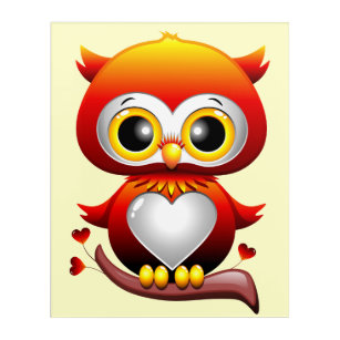 Baby Owl Love Heart Cartoon  Acrylic Print