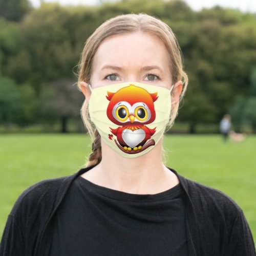 Baby Owl Love Heart Cartoon  Adult Cloth Face Mask