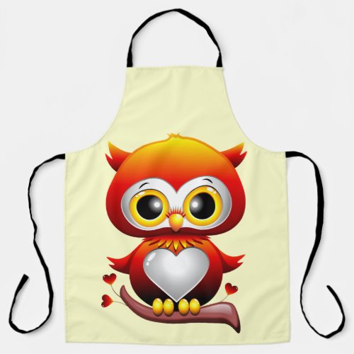 Baby Owl Love Heart Cartoon  Apron
