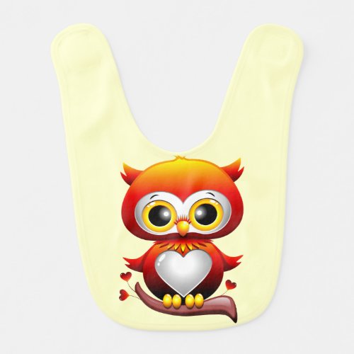 Baby Owl Love Heart Cartoon  Baby Bib