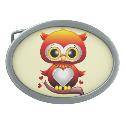 Baby Owl Love Heart Cartoon  Belt Buckle