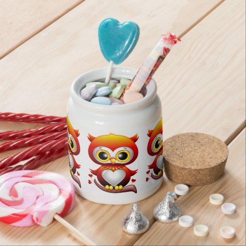 Baby Owl Love Heart Cartoon  Candy Jar