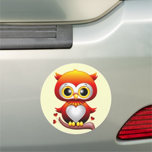 Baby Owl Love Heart Cartoon  Car Magnet
