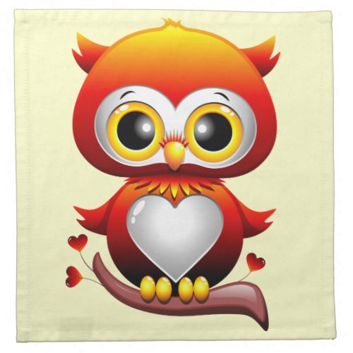 Baby Owl Love Heart Cartoon  Cloth Napkin
