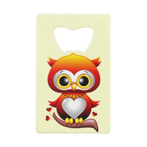 Baby Owl Love Heart Cartoon  Credit Card Bottle Opener
