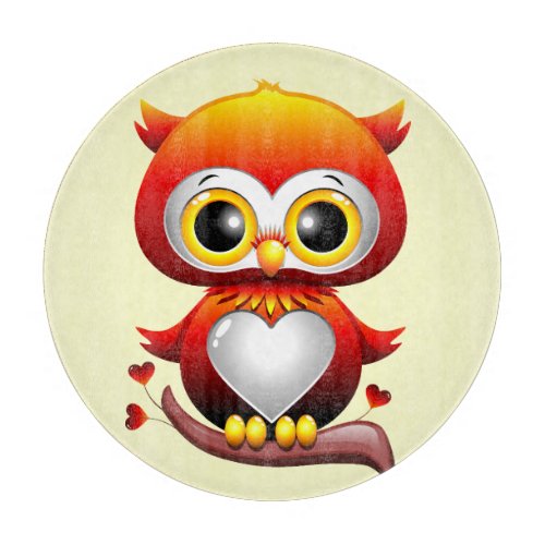 Baby Owl Love Heart Cartoon  Cutting Board