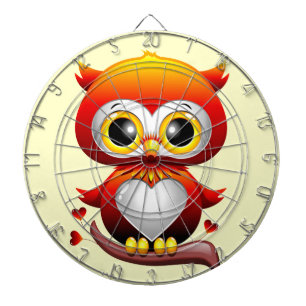 Baby Owl Love Heart Cartoon Dart Board