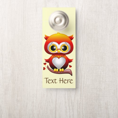 Baby Owl Love Heart Cartoon  Door Hanger