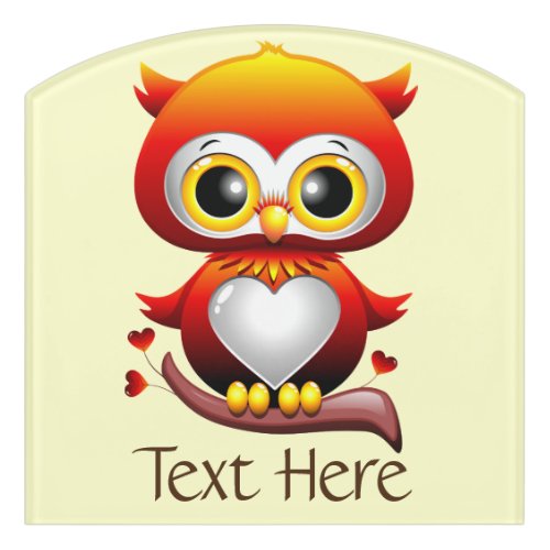 Baby Owl Love Heart Cartoon  Door Sign
