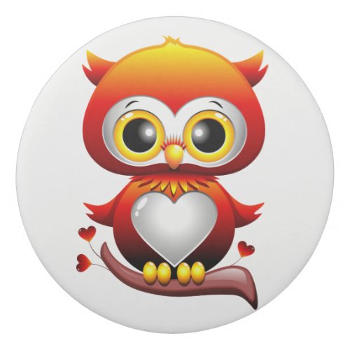 Baby Owl Love Heart Cartoon  Eraser