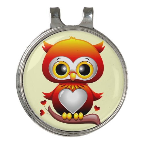 Baby Owl Love Heart Cartoon  Golf Hat Clip